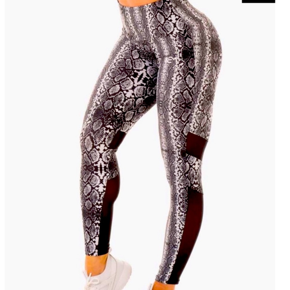 Ryderwear Snake Print High-Waisted Leggings with Black Panels